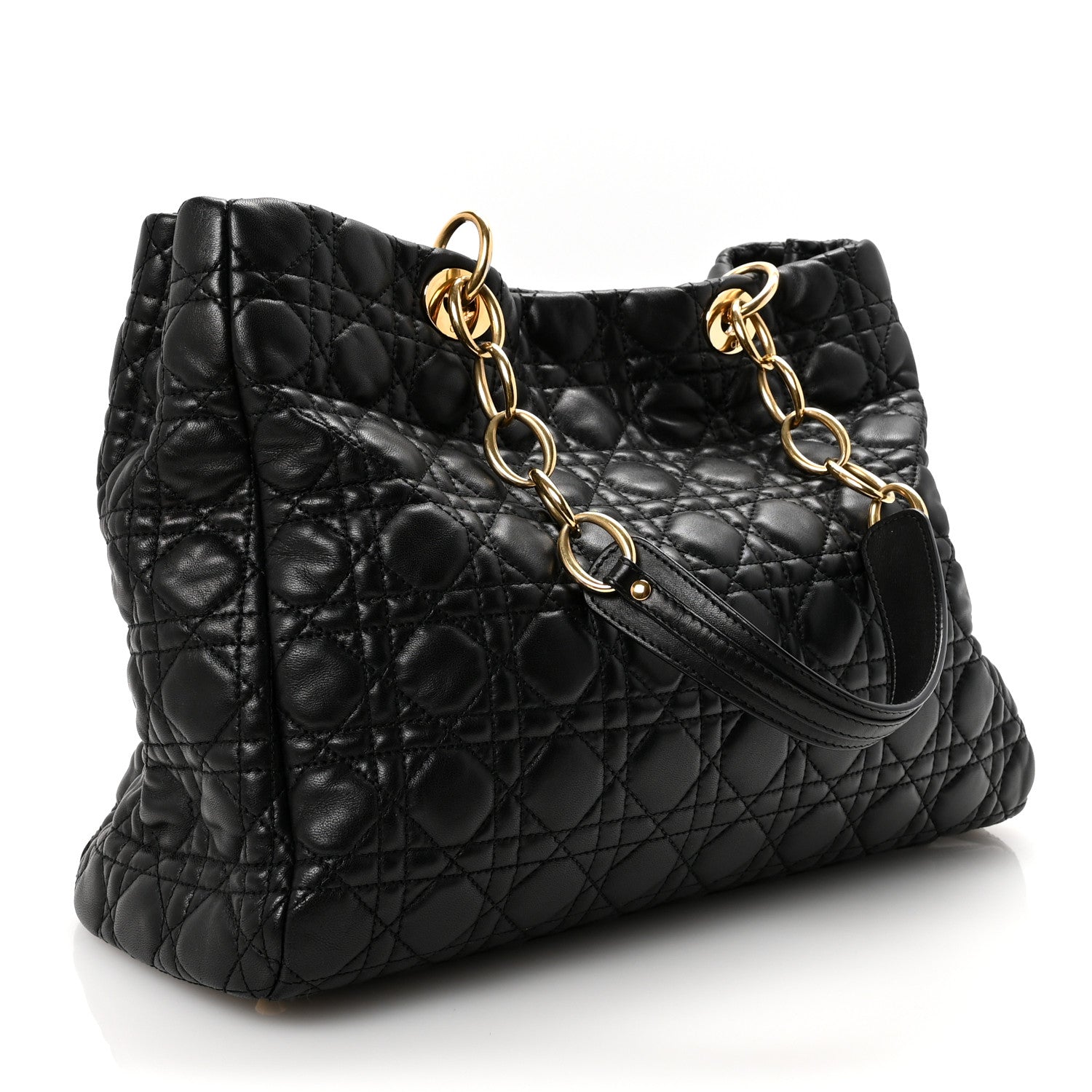 Christian Dior Lambskin Cannage Medium Dior Soft Shopping Tote Black 3 of 9