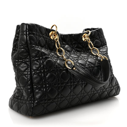 Christian Dior Lambskin Cannage Medium Dior Soft Shopping Tote Black 3 of 9