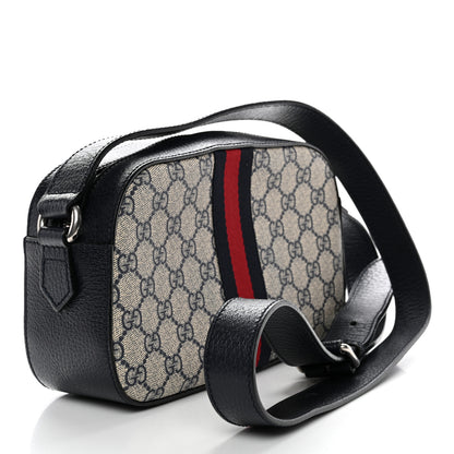 Gucci GG Supreme Monogram Textured Dollar Calfskin Web Small Ophidia Camera Bag Beige Blue 3 of 13