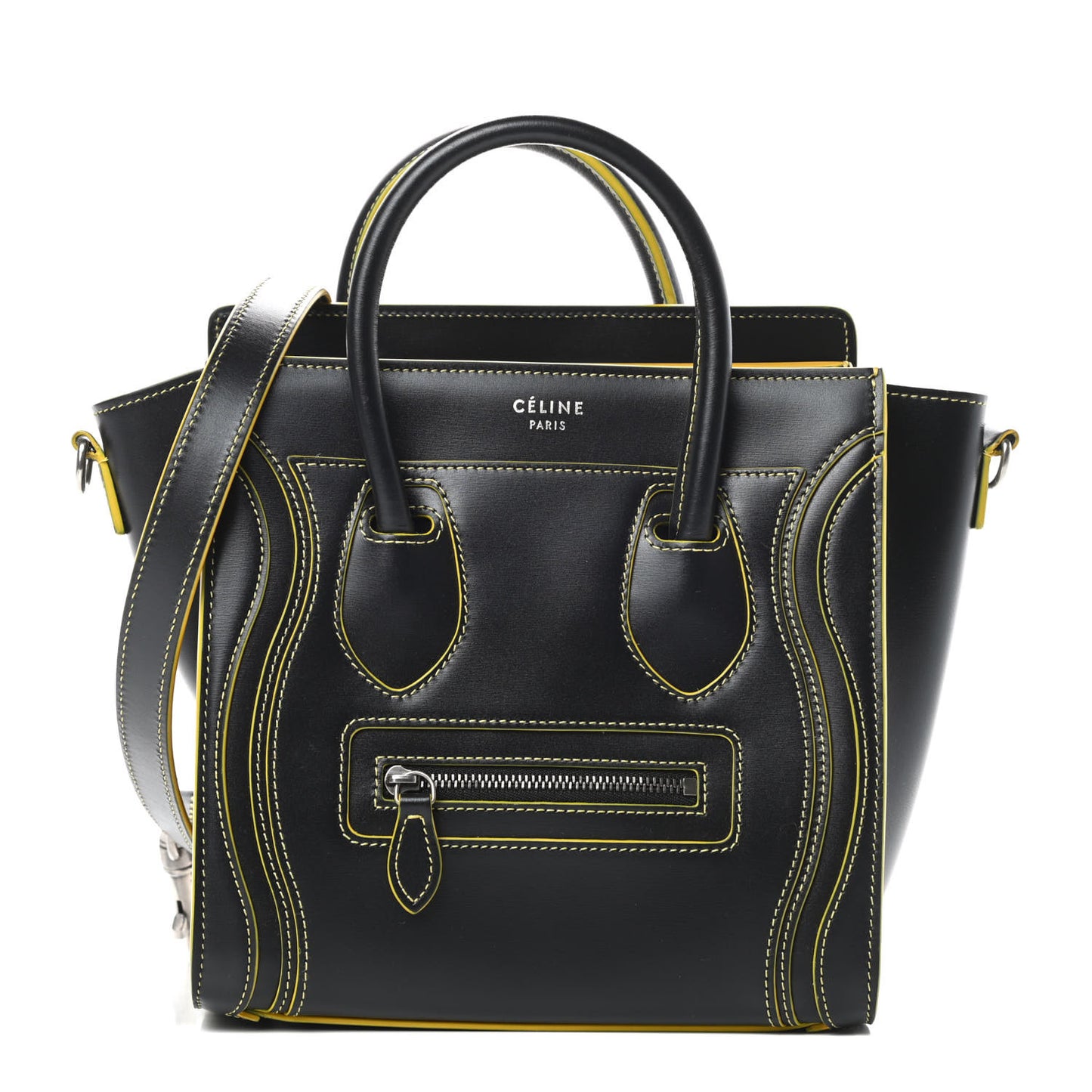 Satin Calfskin Nano Debossed Luggage Black