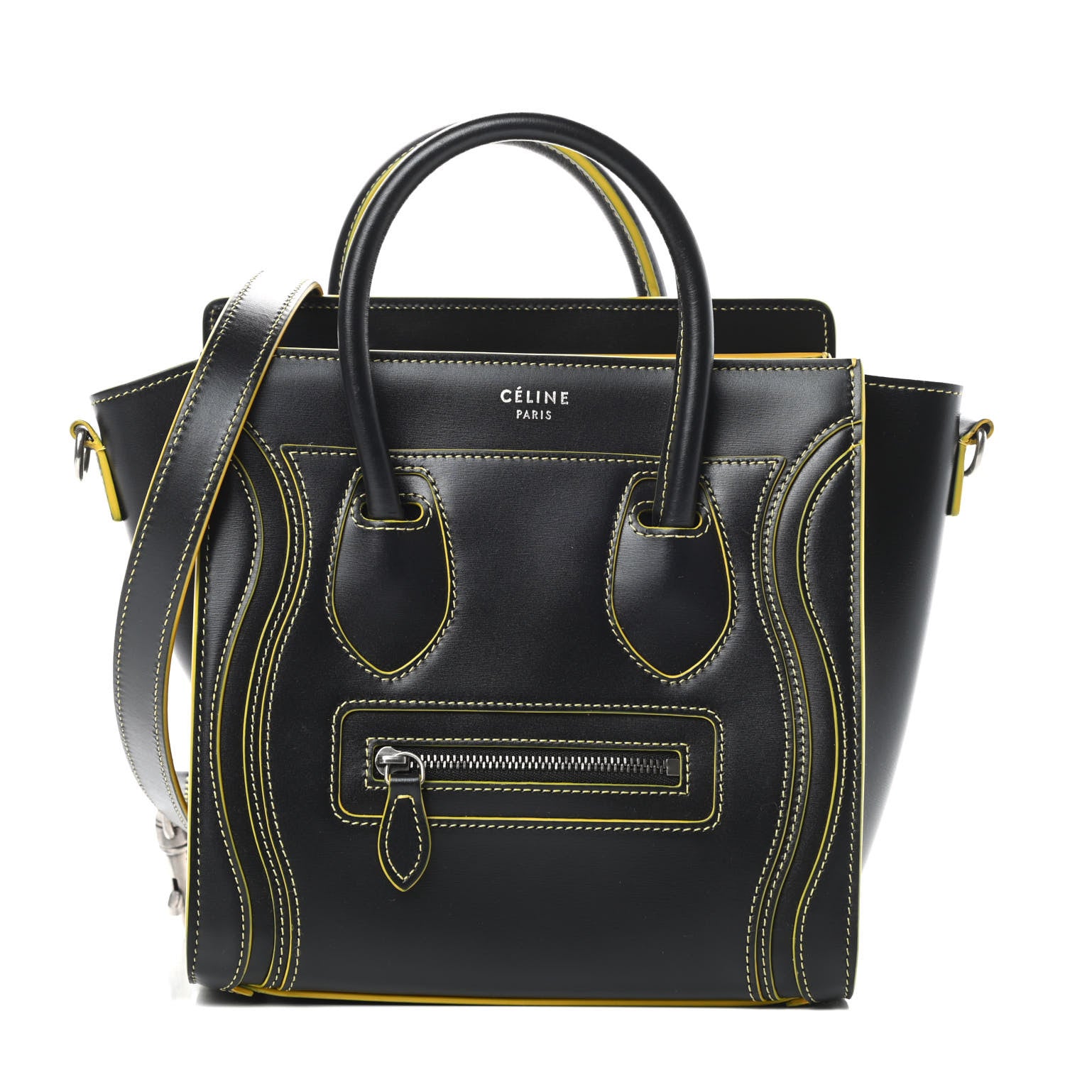 Celine Satin Calfskin Nano Debossed Luggage Black 1 of 12
