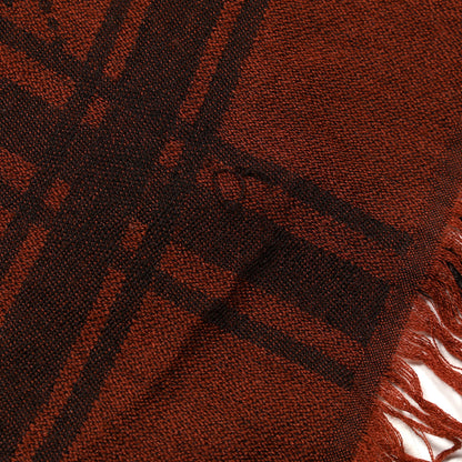 Gucci Wool Silk Fox Fur Monogram Shawl Scarf Orange Brown 5 of 6