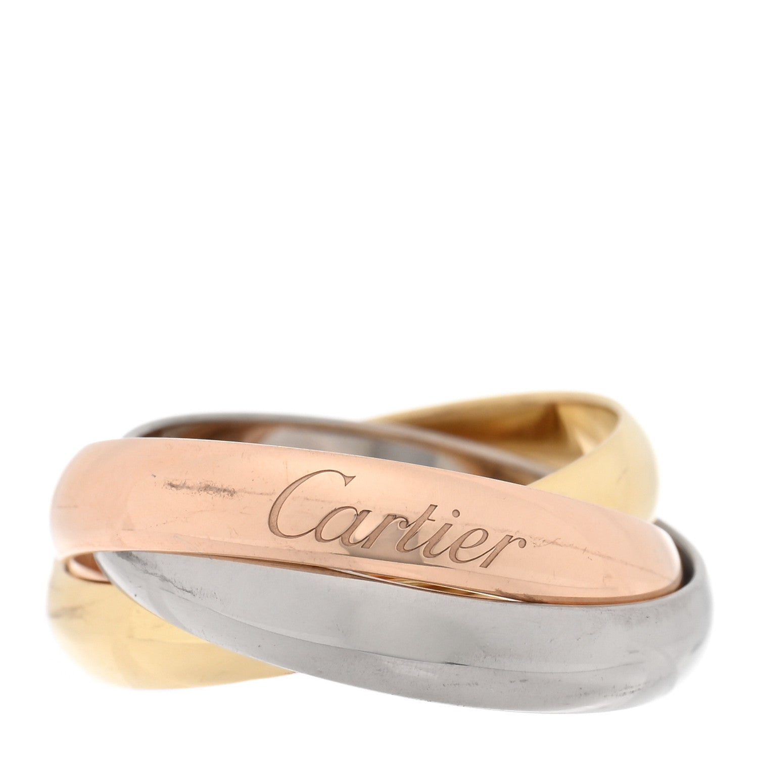 Cartier 18K Pink Yellow White Gold Classic Trinity Ring 51 5.75 1 of 5