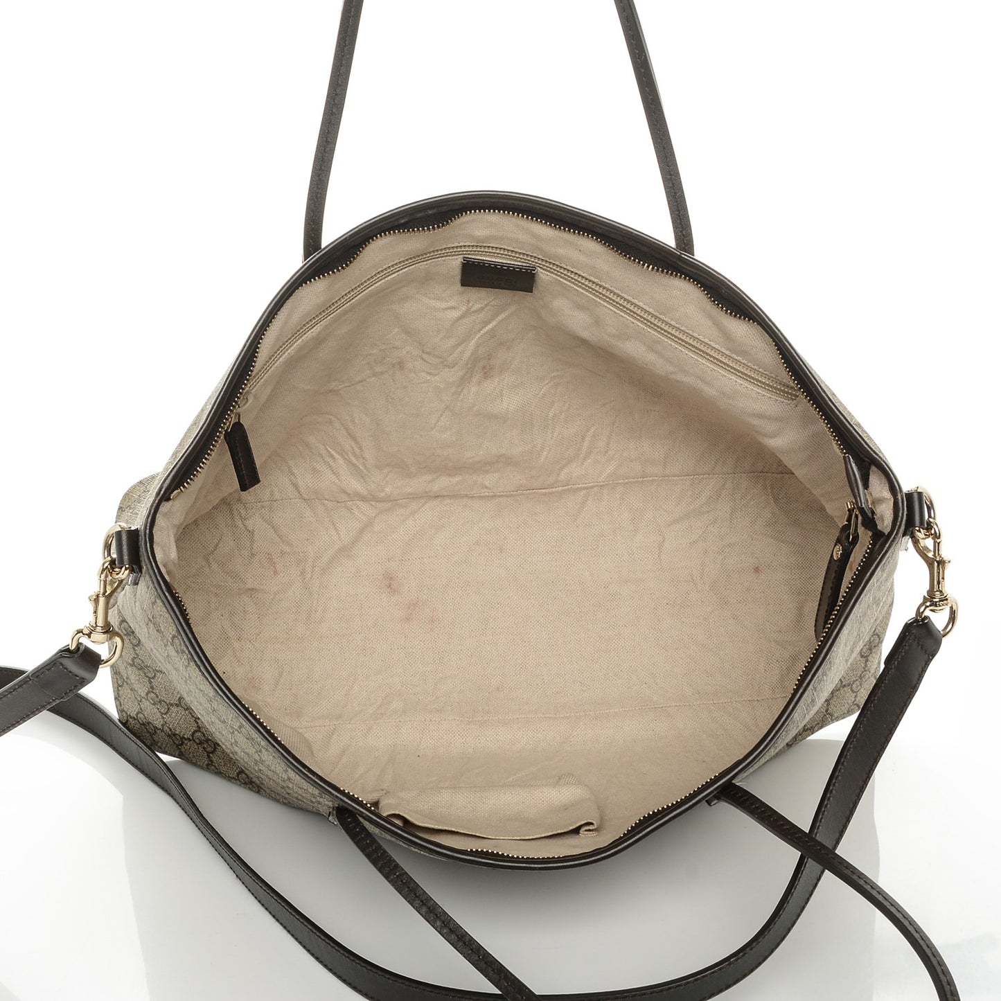 GG Supreme Monogram Medium Zippered Tote Dark Brown