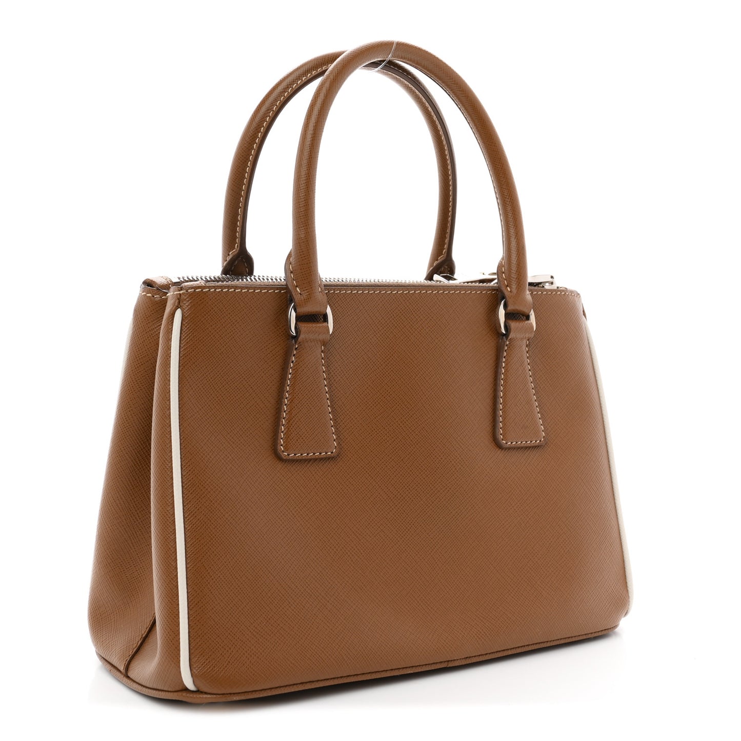 Saffiano Lux Small Galleria Double Zip Tote Cannella Talco