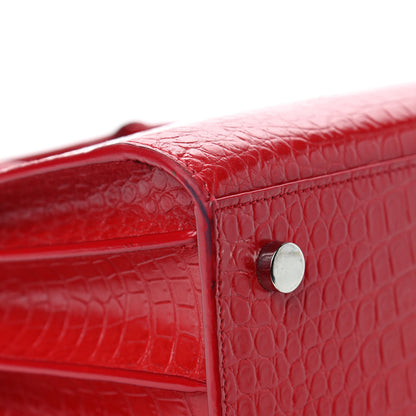 Saint Laurent Calfskin Crocodile Embossed Baby Sac De Jour Red 16 of 19