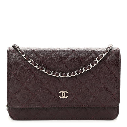 Chanel Caviar Quilted Wallet on Chain WOC Burgundy 1 of 11