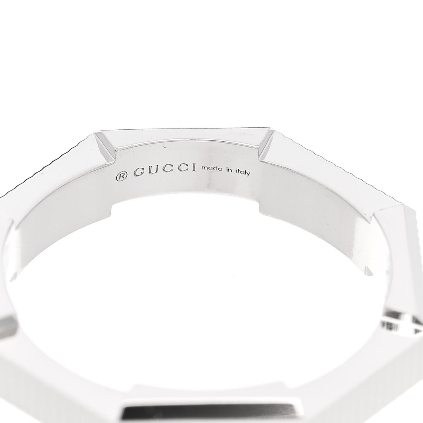 18K White Gold 4mm Link To Love Striped Ring 53 6.25