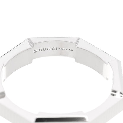 Gucci 18K White Gold 4mm Link To Love Striped Ring 53 6.25 4 of 5