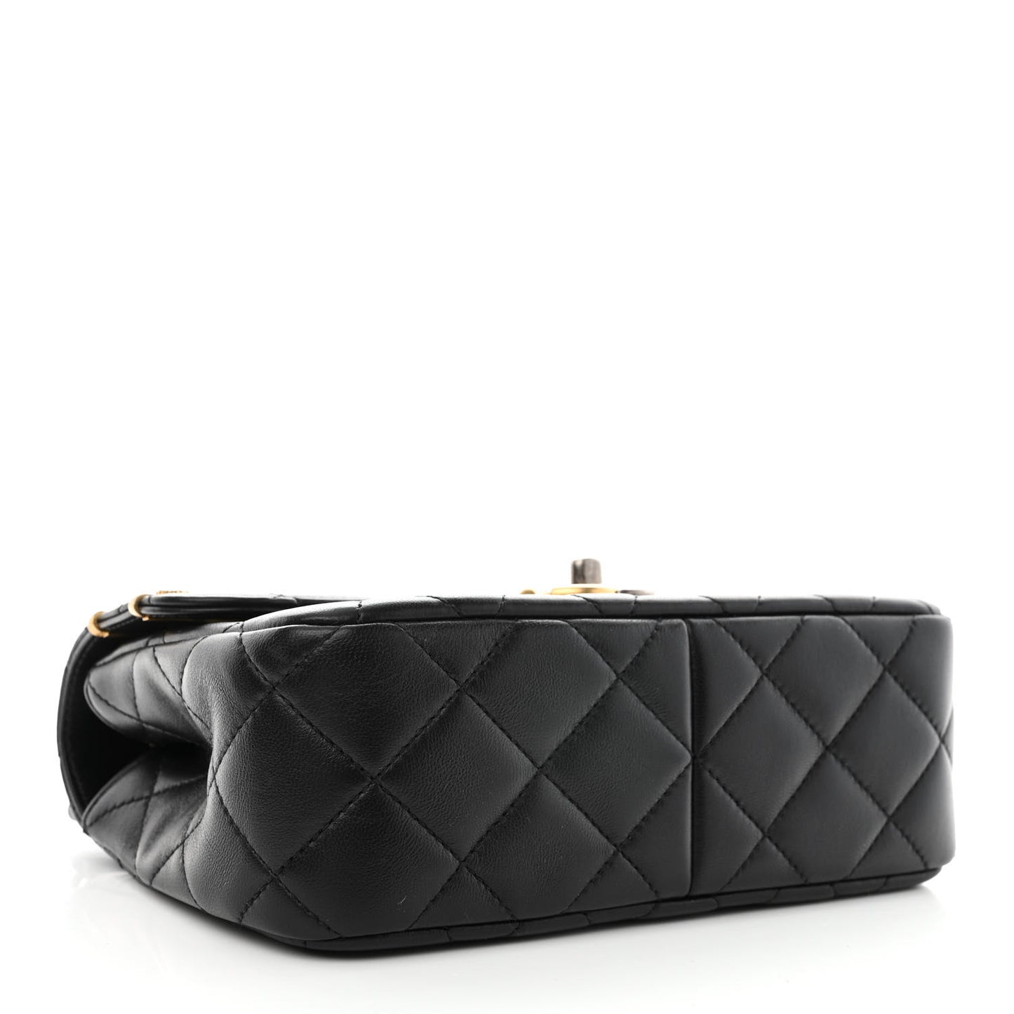 Lambskin Quilted Small Coco Clips Single Flap Black