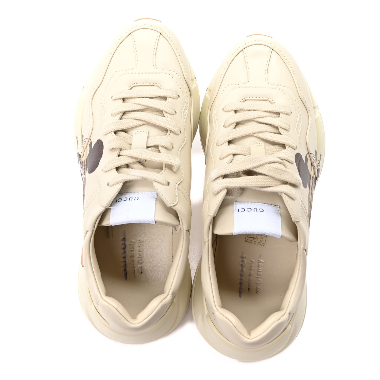 X DISNEY Calfskin Mickey Mouse Womens Rhyton Sneakers 40 Ivory