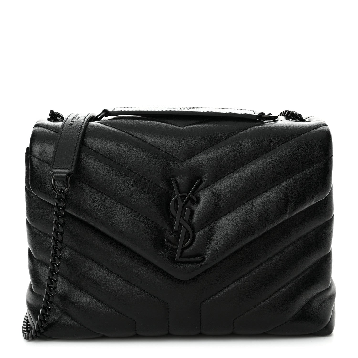 Saint Laurent Calfskin Y Quilted Monogram Monochrome Small Loulou Chain Satchel Black 1 of 10