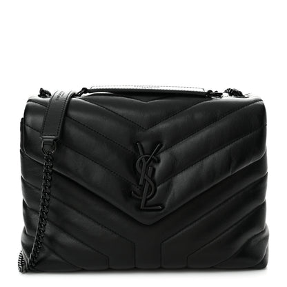 Saint Laurent Calfskin Y Quilted Monogram Monochrome Small Loulou Chain Satchel Black 1 of 10