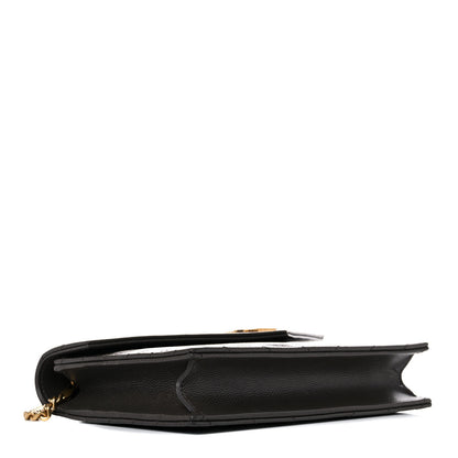 Saint Laurent Grain De Poudre Matelasse Chevron Monogram Envelope Chain Wallet Earth 3 of 9
