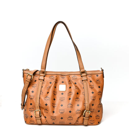 MCM Visetos Medium Essentials Shopper Tote Cognac 1 of 13