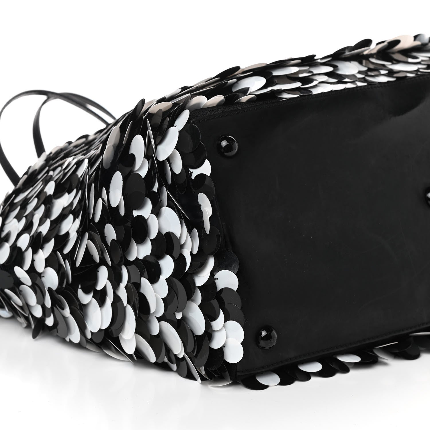 Valentino Garavani Sequin Ricamo Macro Paillettes Tote Black White 7 of 9