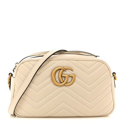Gucci Calfskin Matelasse Small GG Marmont Chain Shoulder Bag White 1 of 12
