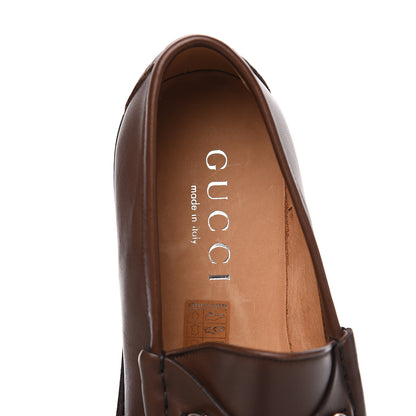 Gucci Laredo Calfskin Mens Horsebit Lug Sole Loafers 9 Brown 6 of 9