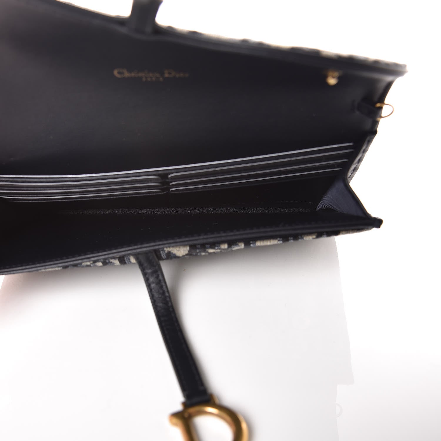 Christian Dior Oblique Saddle Chain Wallet Blue 6 of 9