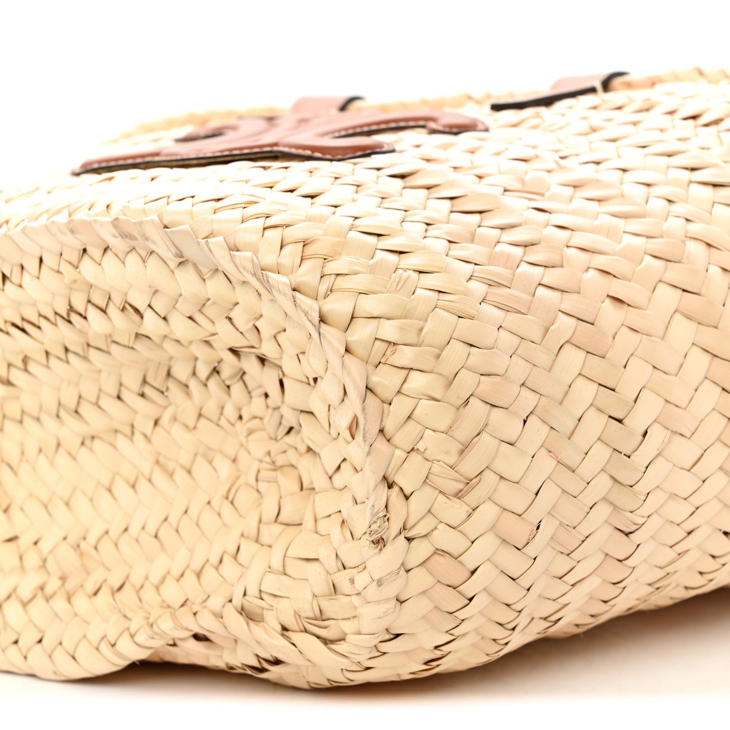 Raffia Calfskin Triomphe Teen Panier Tan