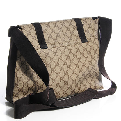 Gucci GG Plus Monogram Large Double Buckle Flap Messenger Bag Beige Dark Brown 3 of 9