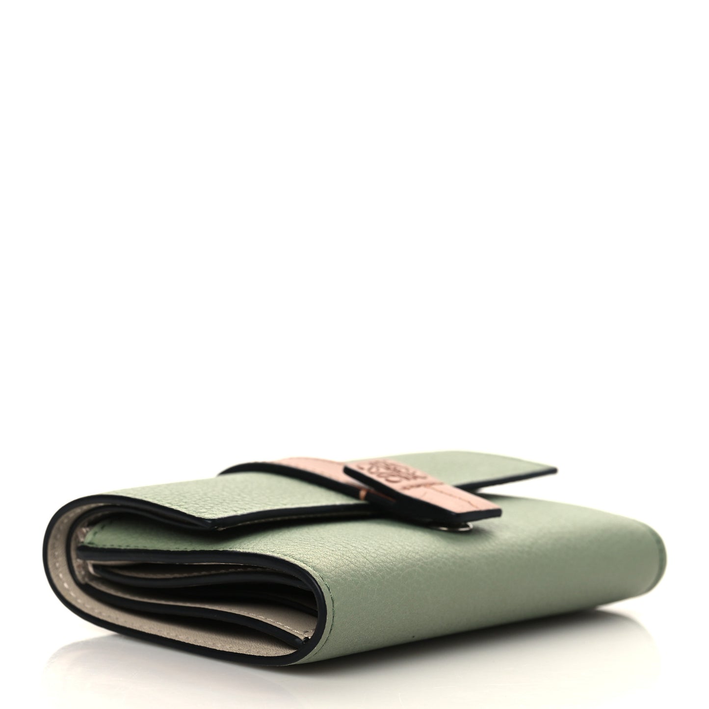 Grained Calfskin Small Vertical Wallet Rosemary Tan