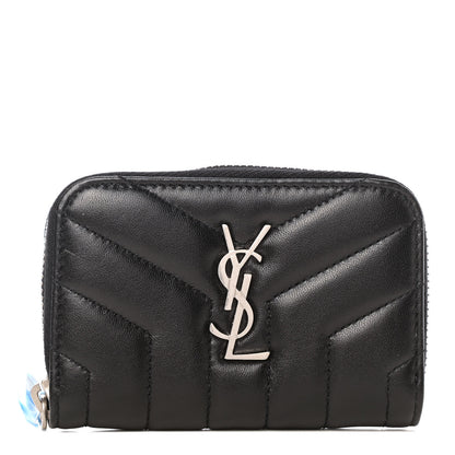 Saint Laurent Lambskin Y Quilted Monogram LouLou Zip Coin Purse Black 1 of 6
