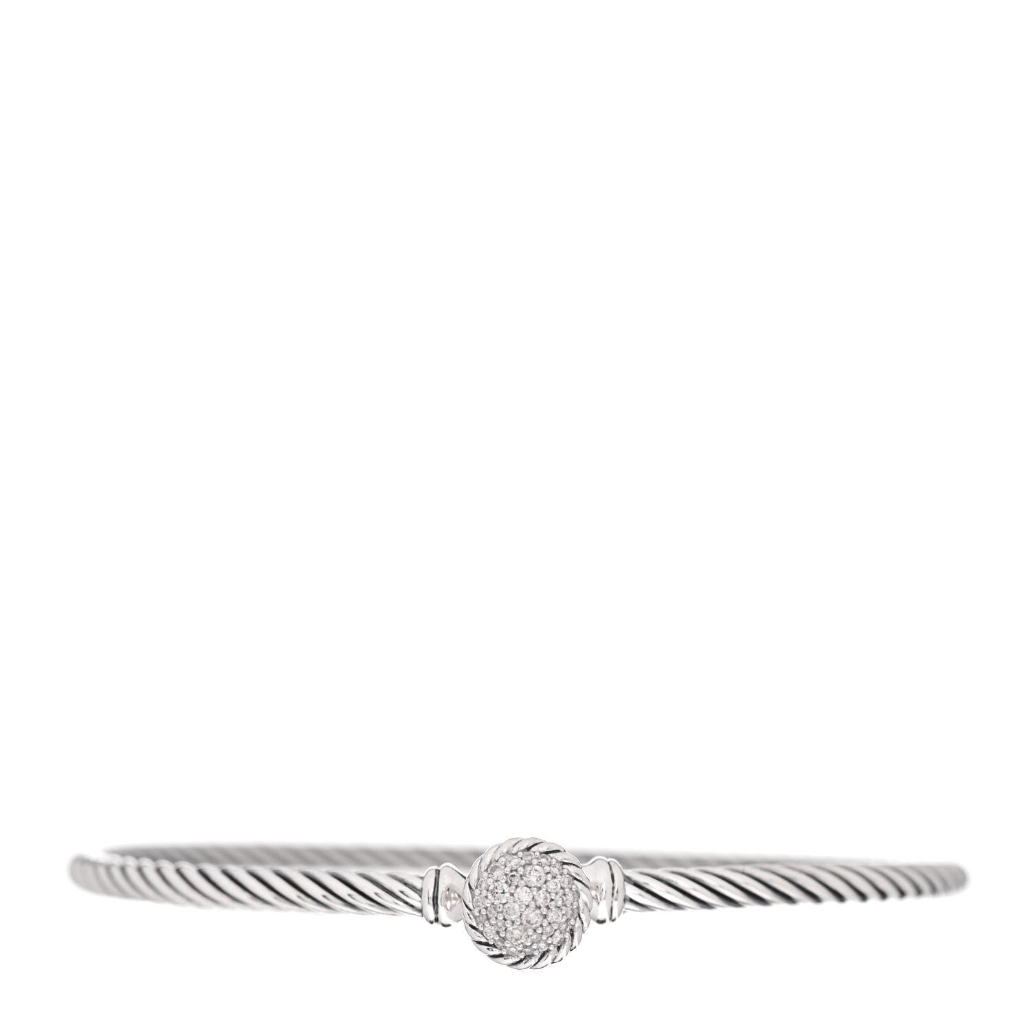 David Yurman Sterling Silver Diamond 3mm Chatelaine Bracelet 1 of 4