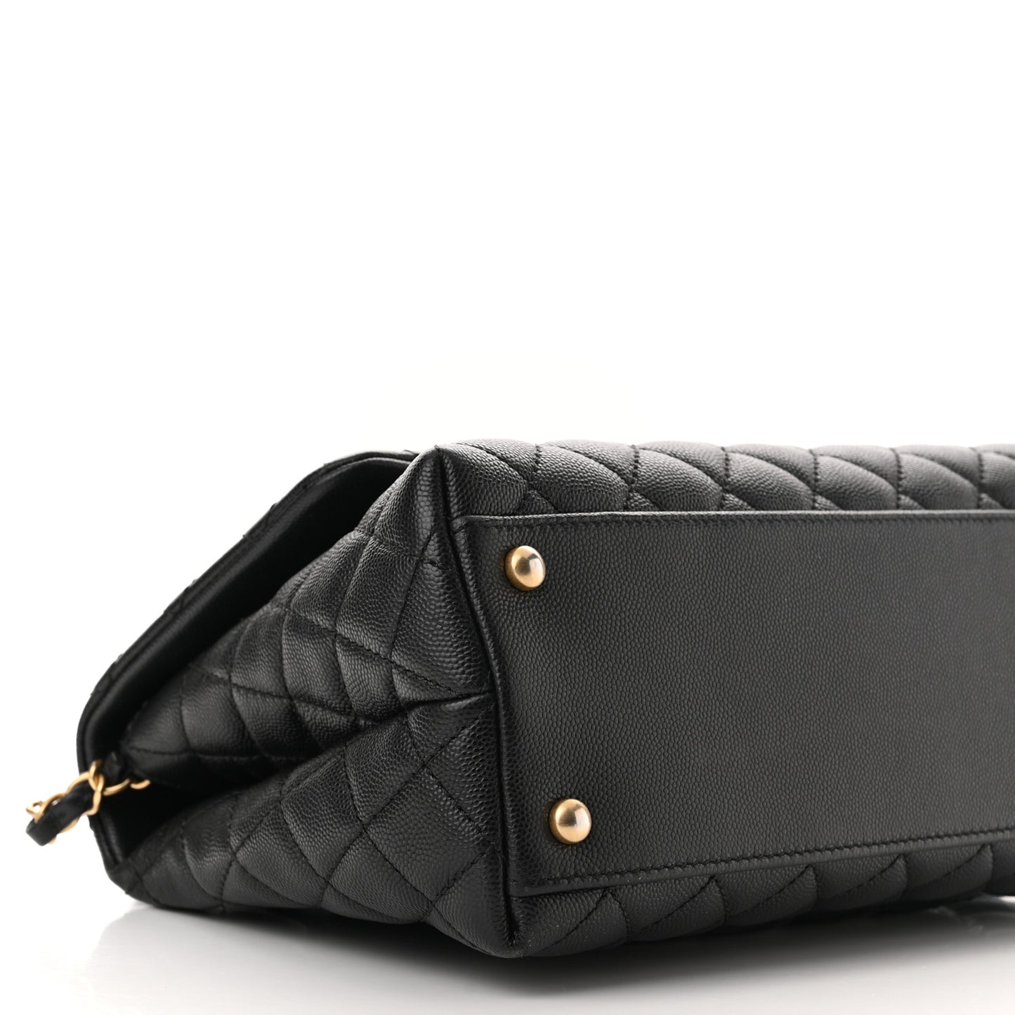 Caviar Lizard Embossed Quilted Small Coco Handle Flap Black