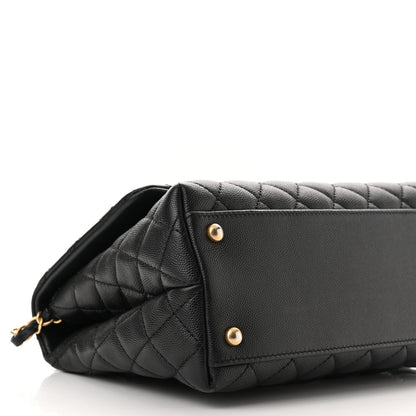 Chanel Caviar Lizard Embossed Quilted Small Coco Handle Flap Black 9 of 10