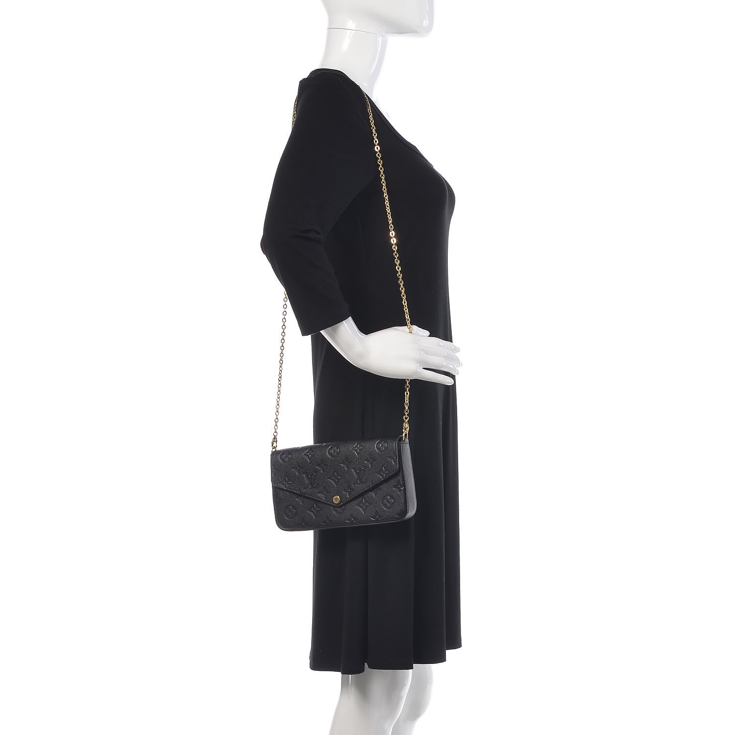 Louis Vuitton Empreinte Pochette Felicie Chain Wallet Black 2 of 11