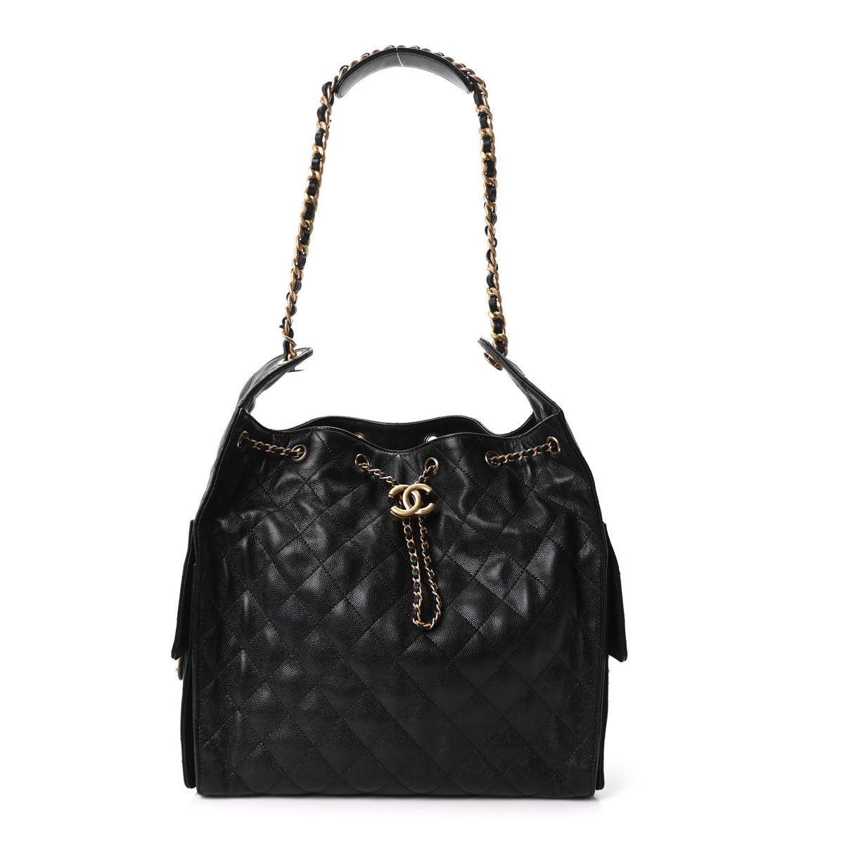 Caviar Quilted Medium Chanel 25 Handbag Black