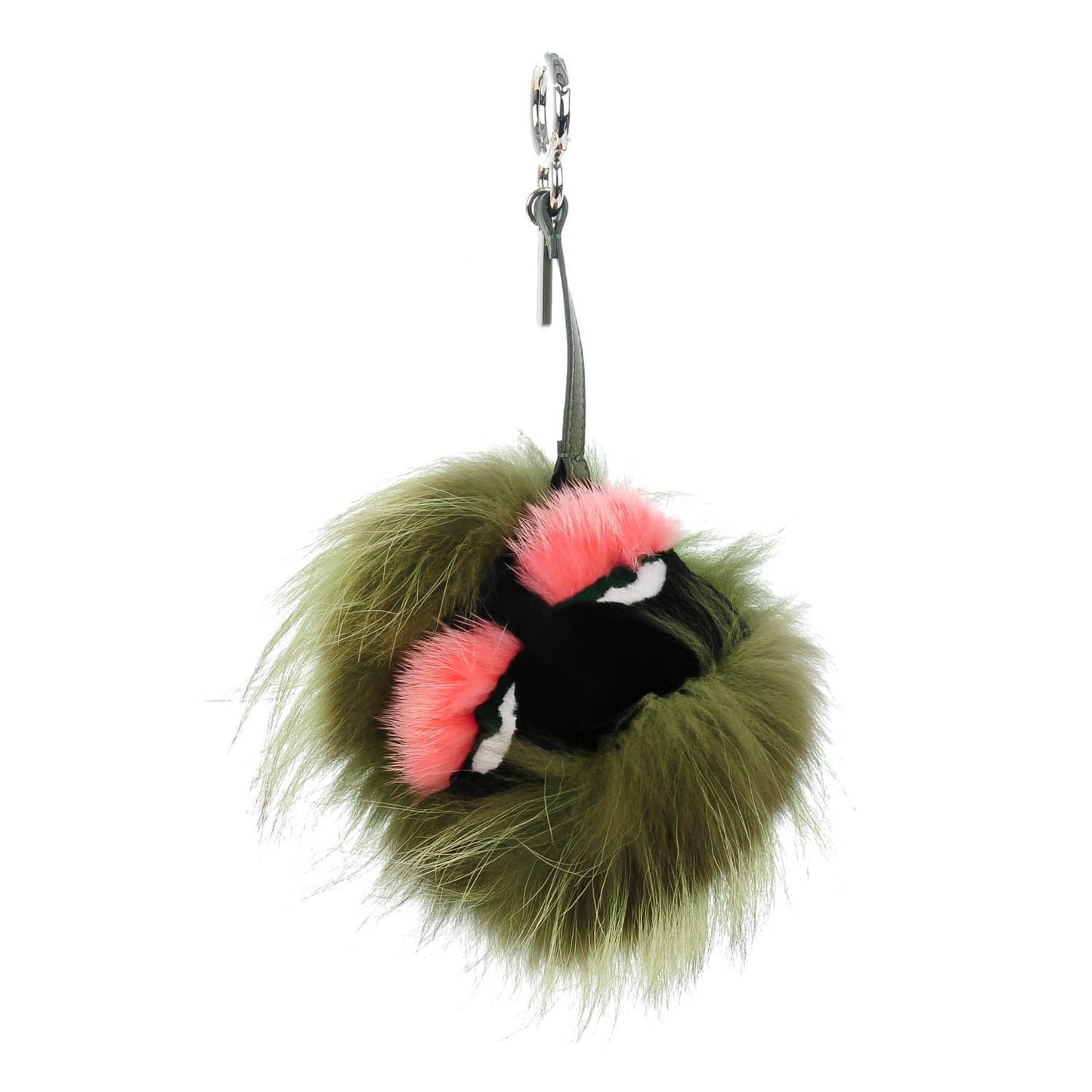 Fox Mink Rabbit Fur Vitello Flamingo Kooky Monster Bag Bug Charm Verde Multicolor Olive