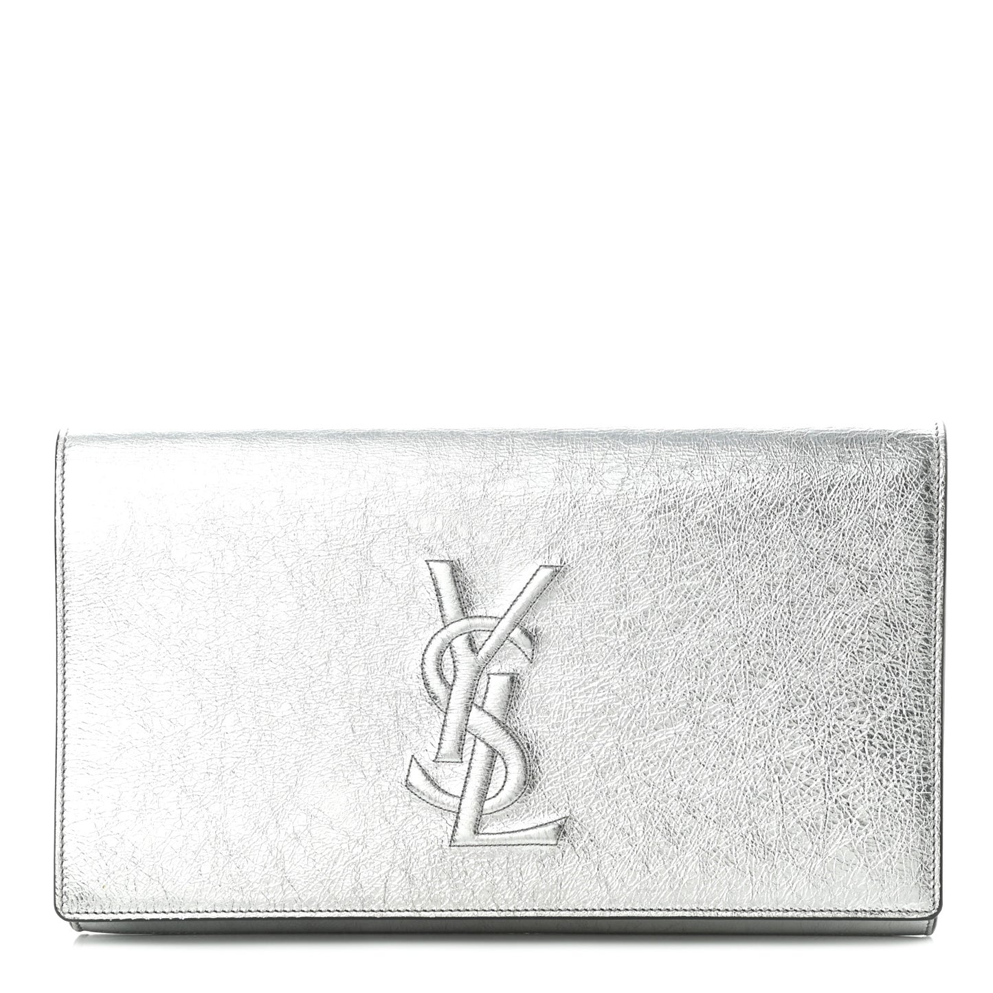 Metallic Calfskin Monogram Large Belle De Jour Clutch Silver