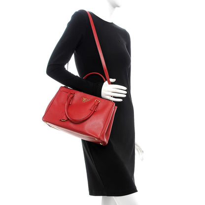 Prada Saffiano Small Galleria Double Zip Tote Fuoco 2 of 14