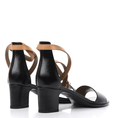 Hermes Patent Epsom Box Manege Sandals 37.5 Black 4 of 10
