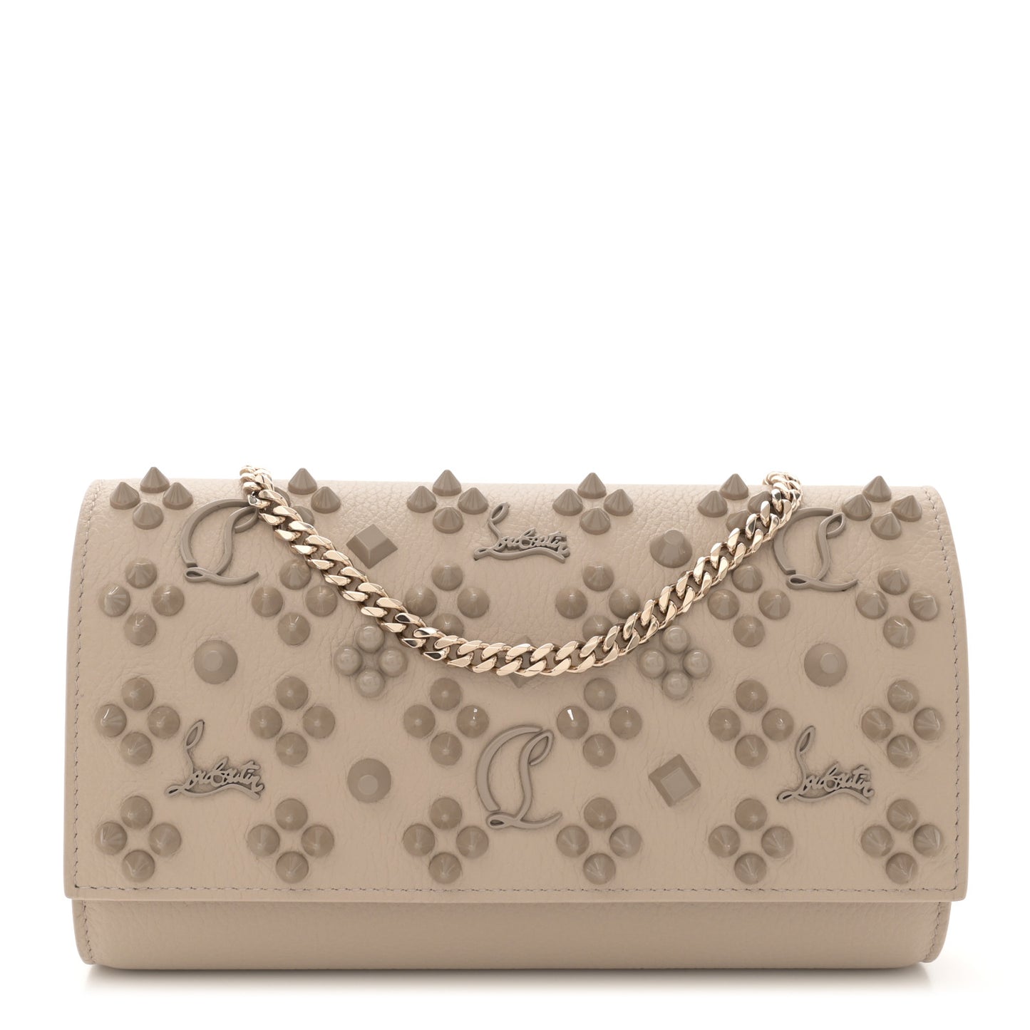 Calfskin Spikes Loubinthesky Paloma Clutch Saharienne