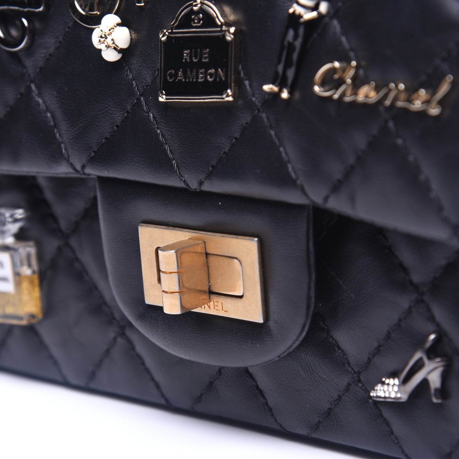 Chanel Aged Calfskin Lucky Charms 2.55 Reissue 225 Flap Black 14 of 17