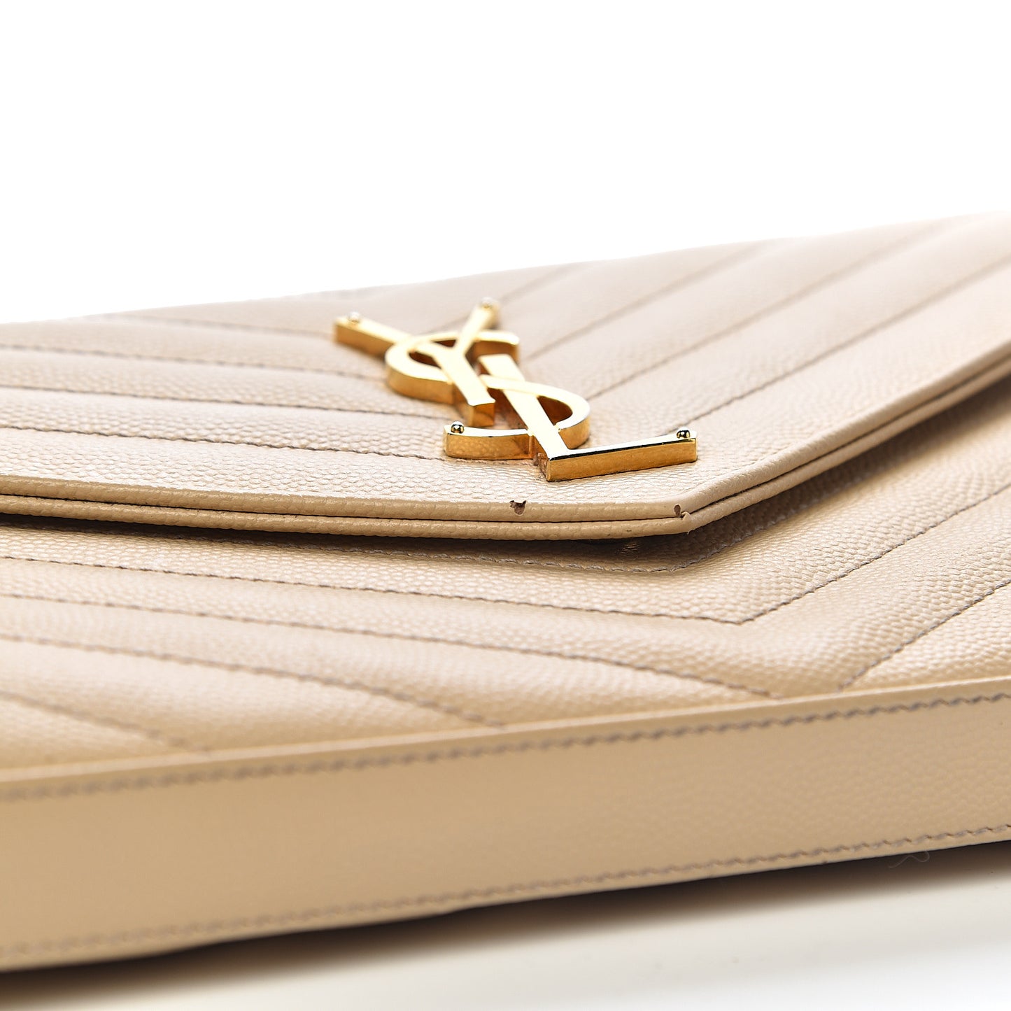 Grain De Poudre Matelasse Chevron Monogram Chain Wallet Nude Powder