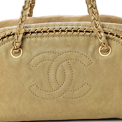 Chanel Metallic Goatskin Medium Luxe Ligne Bowler Gold 7 of 9