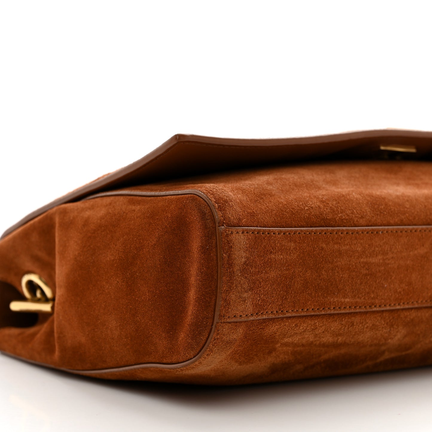 Smooth Calfskin Suede Medium Reversible Monogram Kate Satchel Brick
