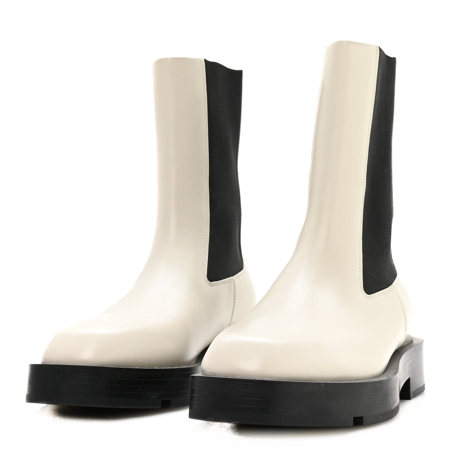Calfskin Square Chelsea Boots 37 White Black