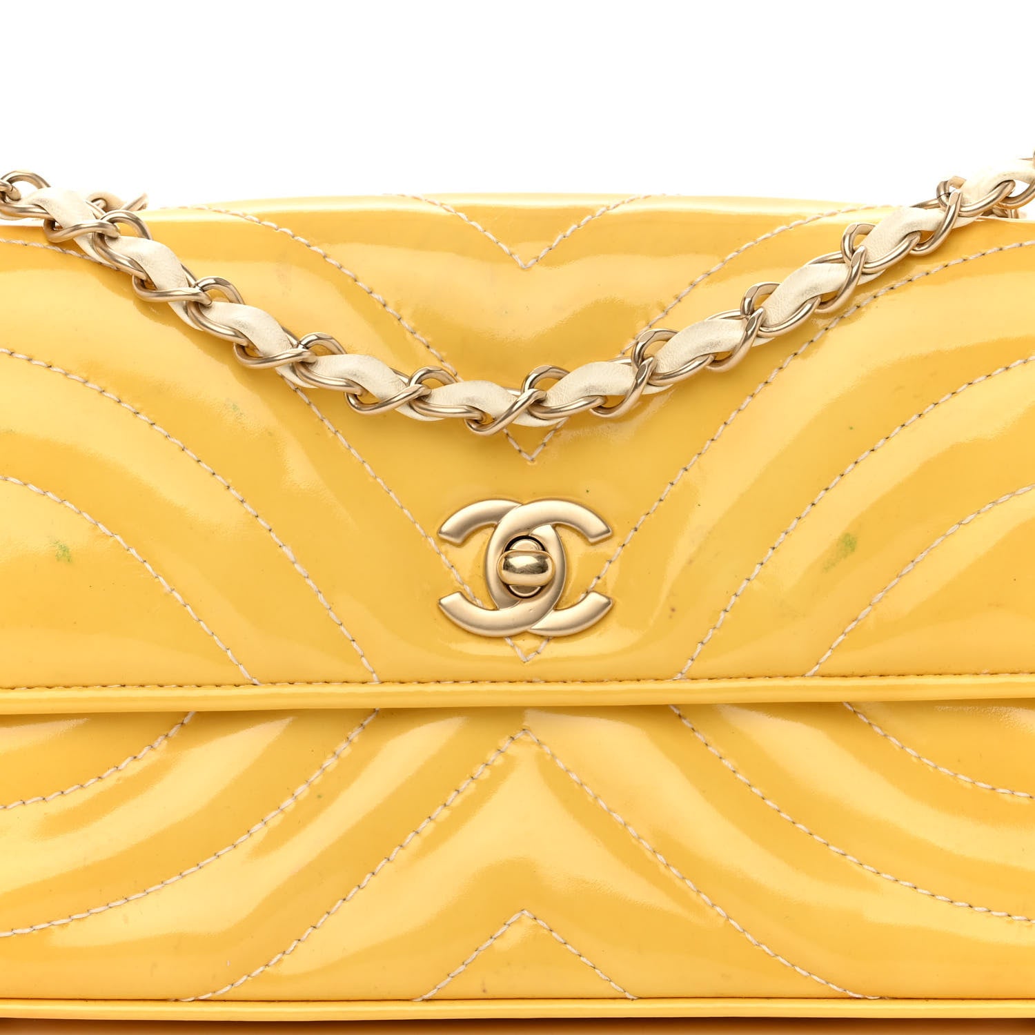 Chanel Patent Quilted East West Flap Yellow 8 of 14