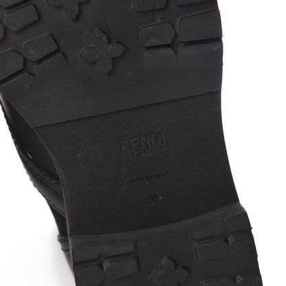 Fendi Calfskin Stretch Fabric Rockoko Biker Boots 38 Tobacco Black Marino 8 of 10