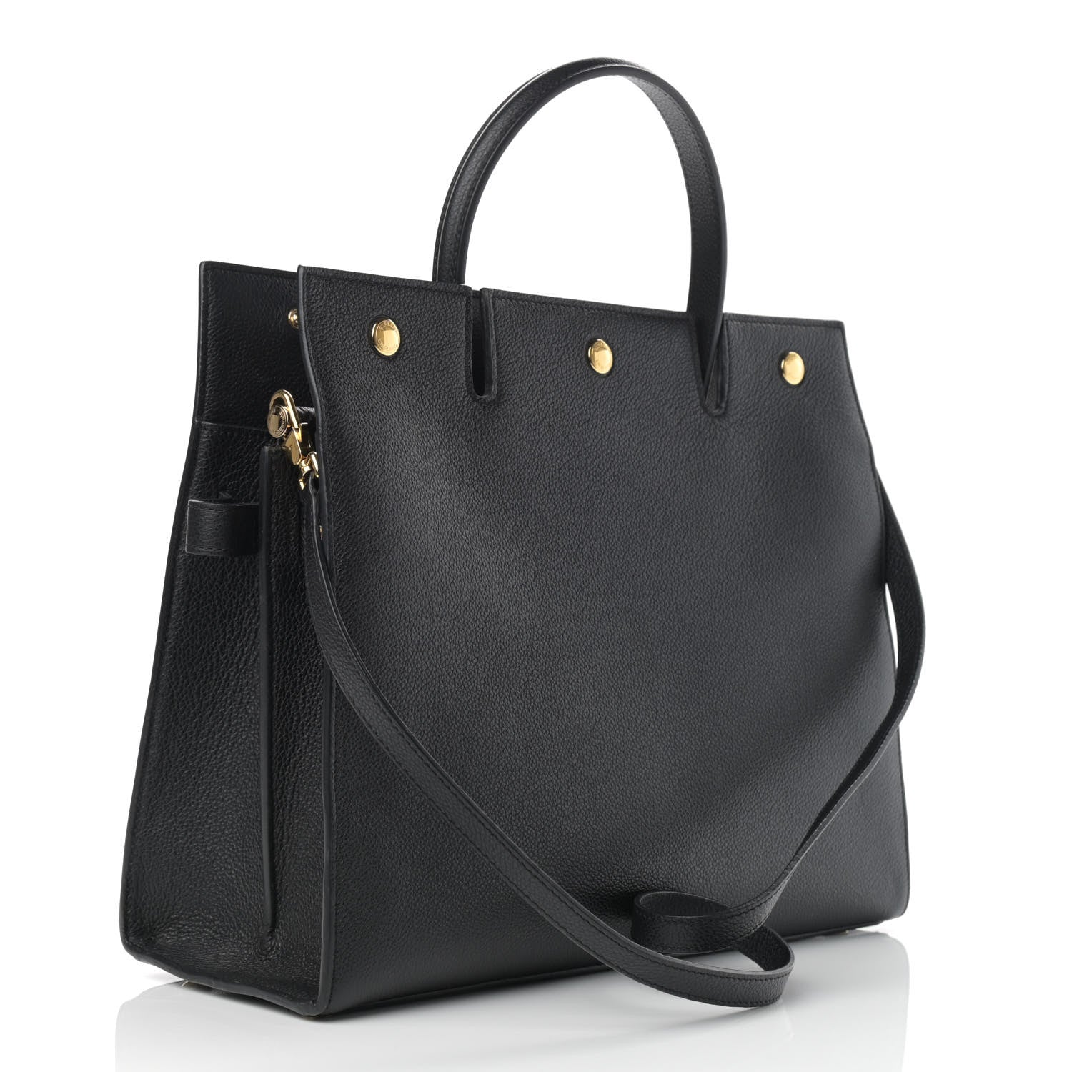 Burberry Grainy Calfskin Medium Title Bag Black 3 of 12