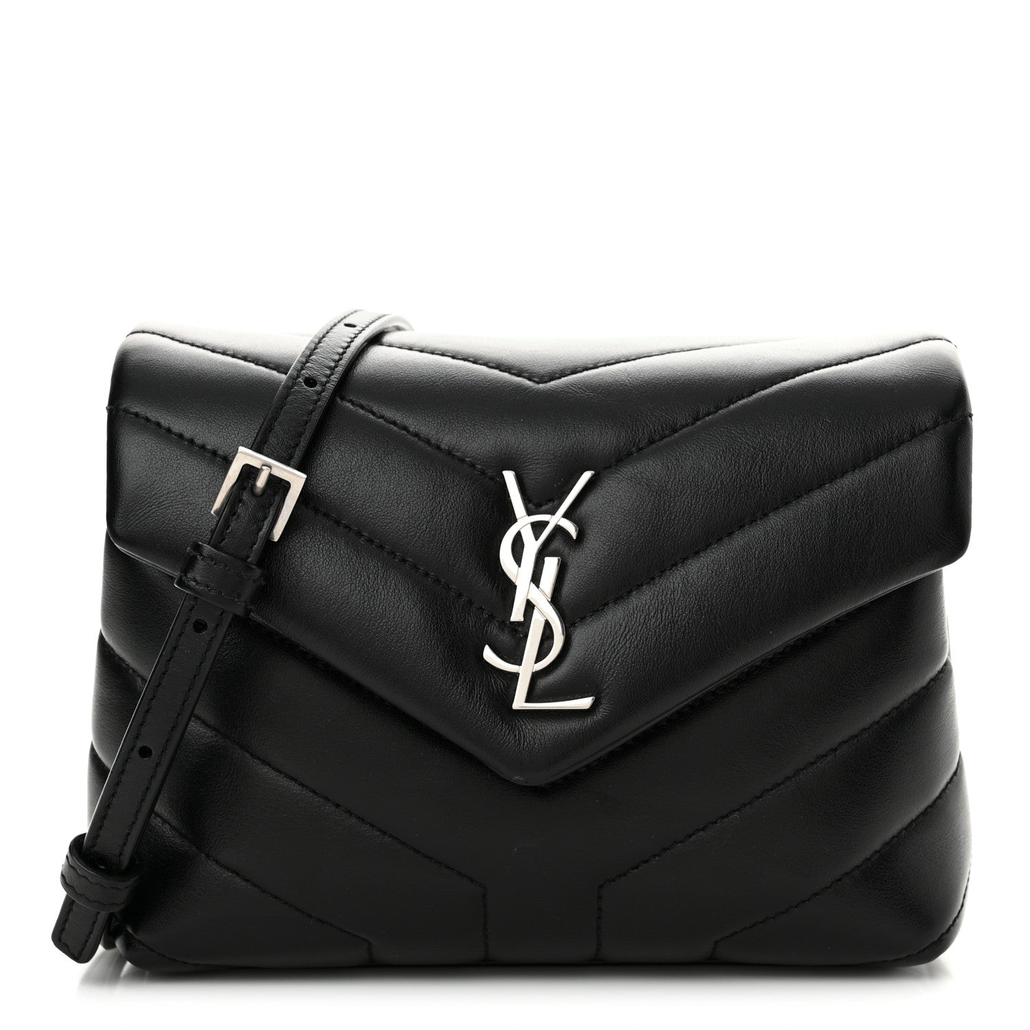 Saint Laurent Calfskin Y Quilted Monogram Toy Loulou Crossbody Bag Black 1 of 10