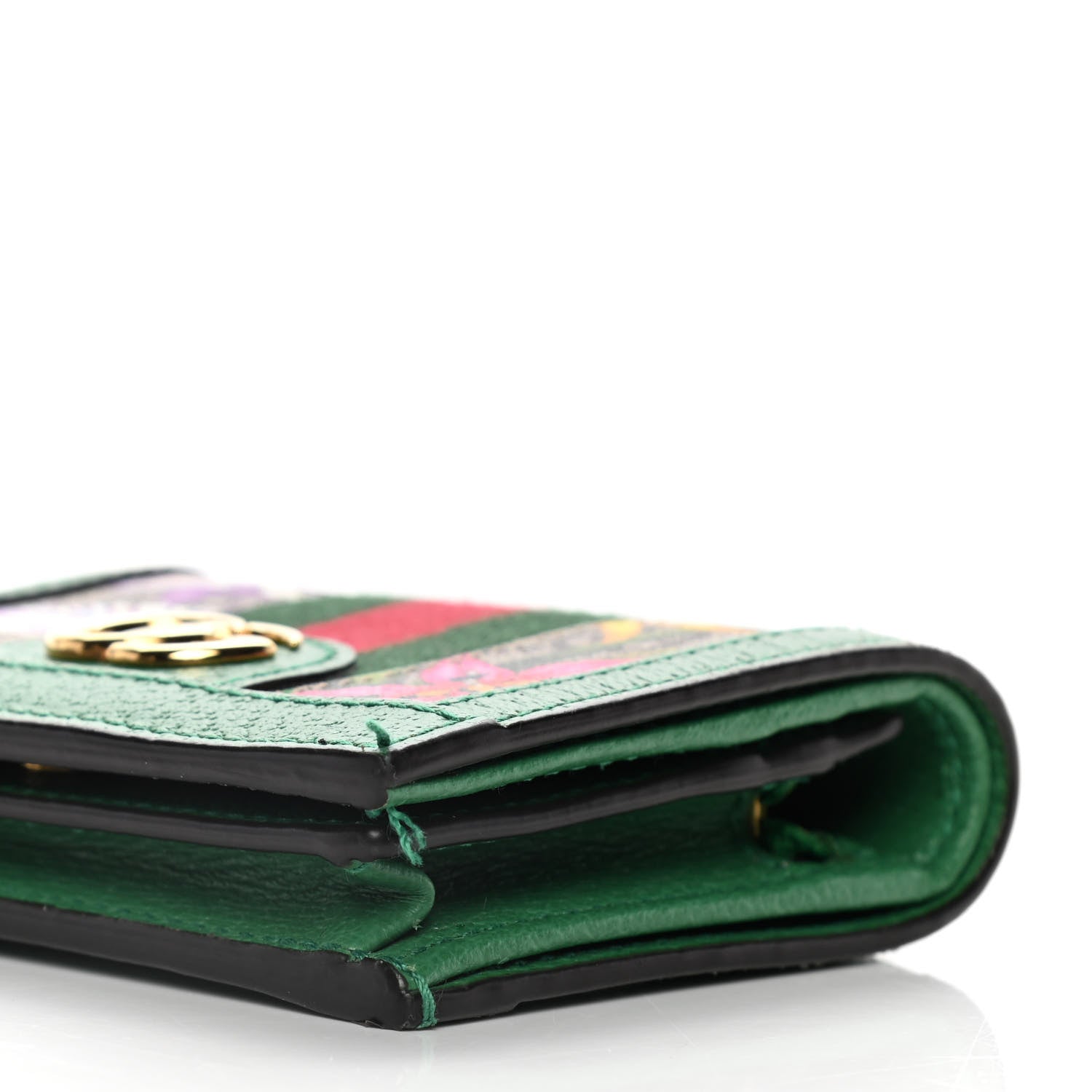 Gucci GG Supreme Monogram Flora Web Ophidia Card Case Green 9 of 10
