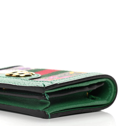 Gucci GG Supreme Monogram Flora Web Ophidia Card Case Green 9 of 10