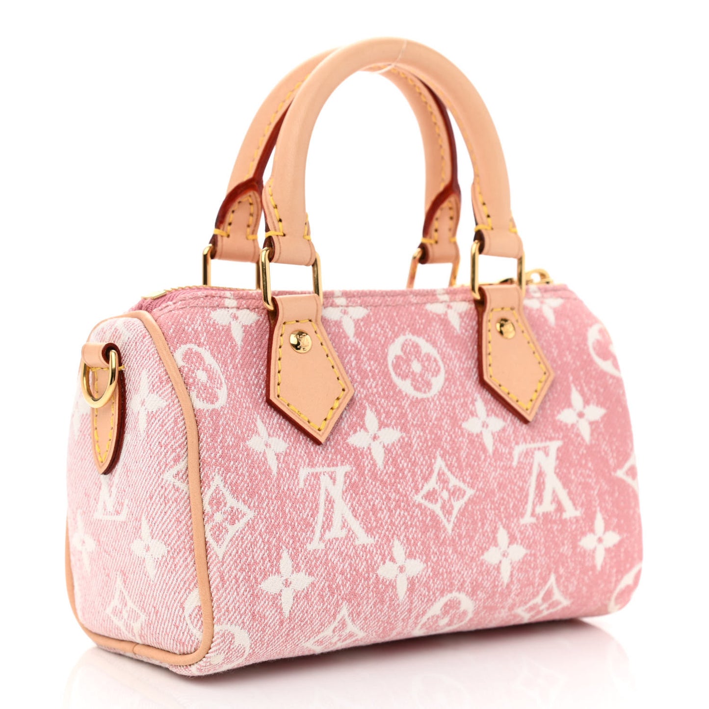 Monogram Jacquard Denim Nano Speedy Bandouliere Pink