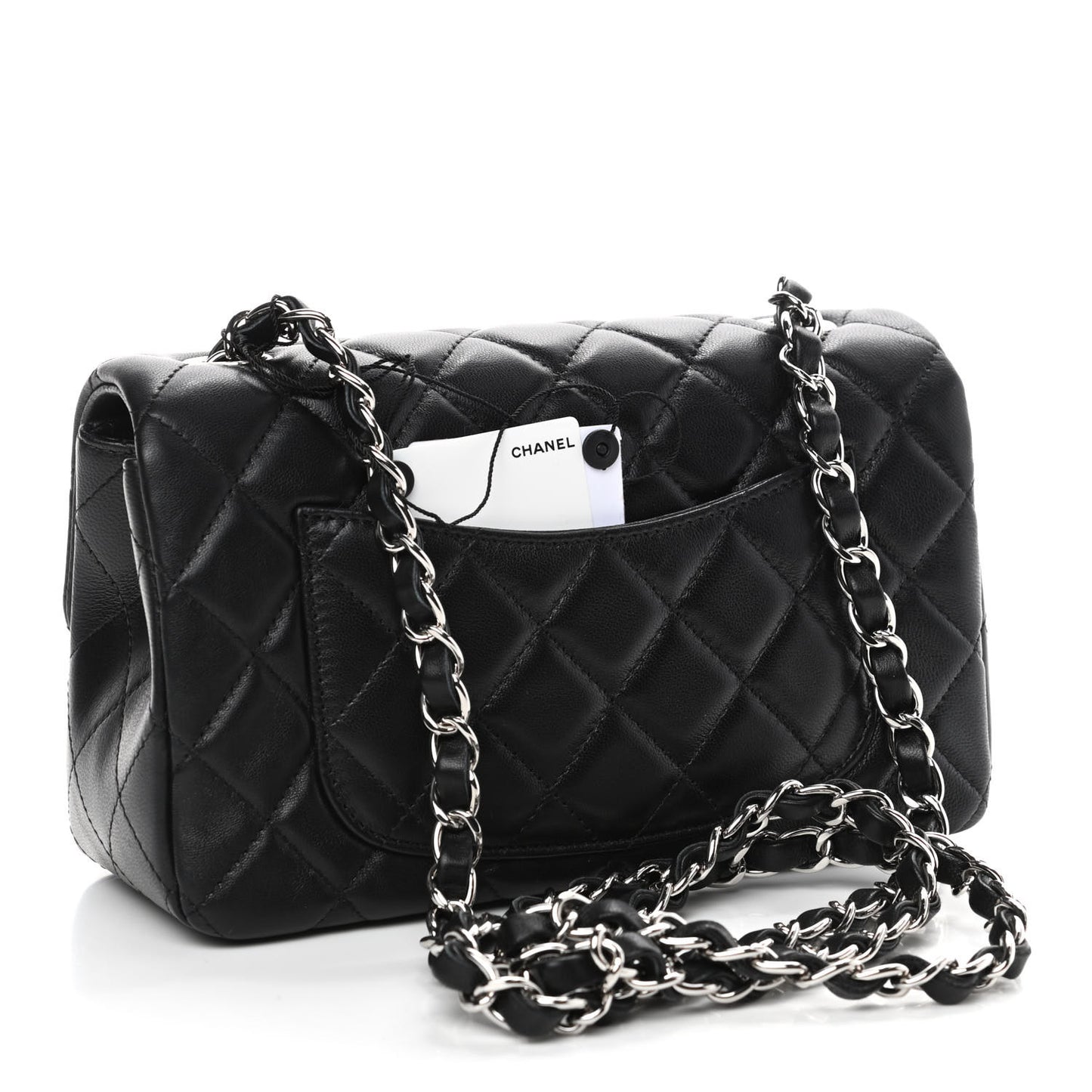 Lambskin Quilted Mini Rectangular Flap Black
